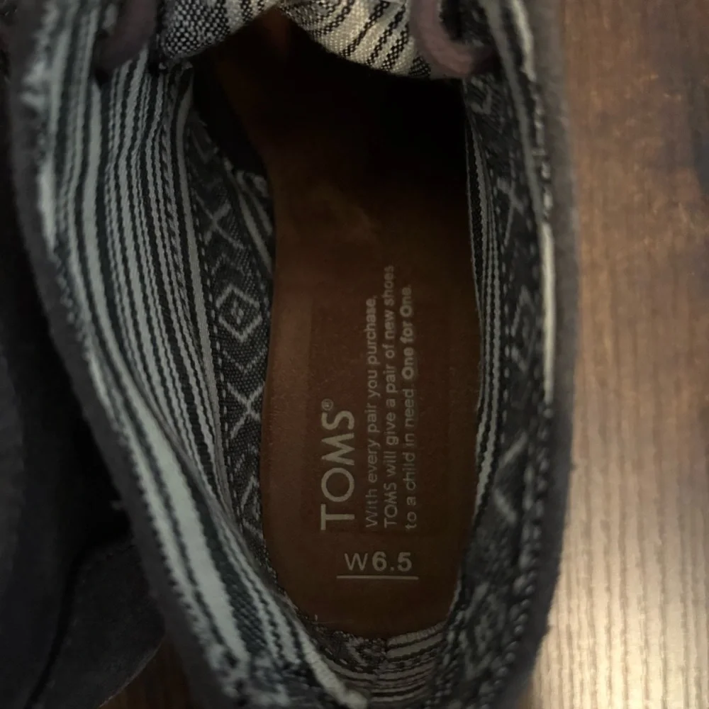 Toms Dark Grey Suede Wedge Heel Lace Up Ankle Booties‎ (Women's 6.5)